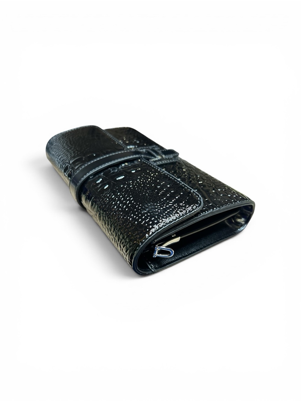 Black Croc-Embossed FASHION Wristlet Clutch or Crossbody New - Picture 2 of 8